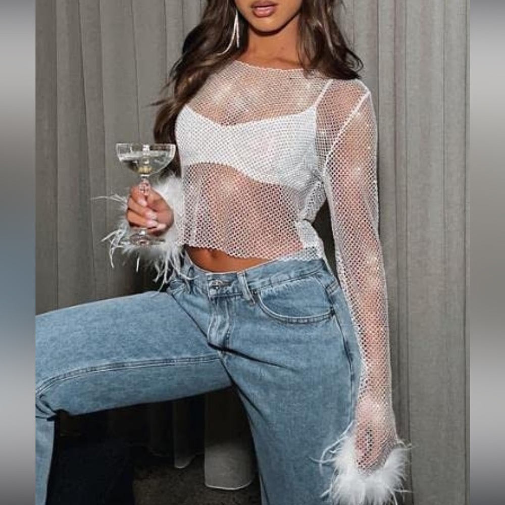 Mesh Rhinestone Top Bridal Bachelorette